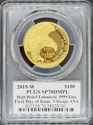 2019-W G$100 American Liberty Enhanced HR SP70DMPL PCGS Licaretz Signed