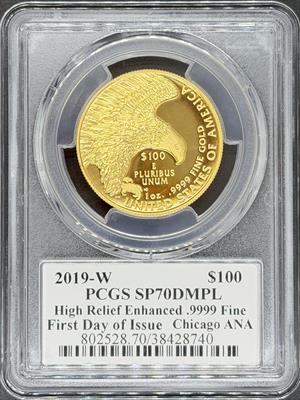 2019-W G$100 American Liberty Enhanced HR SP70DMPL PCGS Licaretz Signed
