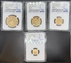 2016 4pc Gold Eagle Set MS70 NGC