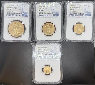 2016 4pc Gold Eagle Set MS70 NGC