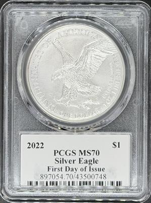 2022 Silver Eagle MS70 PCGS First Day Issue Sabin Signed