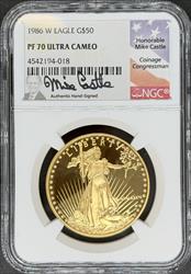 1986-W G$50 Eagle PF70UCAM NGC