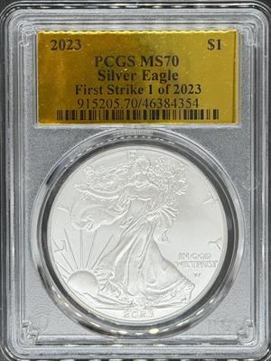 2023 Silver Eagle MS70 PCGS Gold Foil First Strike