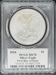 2024 Silver Eagle MS70 PCGS First Day Issue
