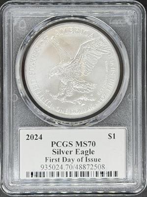 2024 Silver Eagle MS70 PCGS First Day Issue