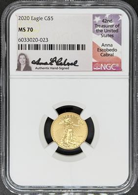 2020 G$5 Eagle MS70 NGC Cabral Signed