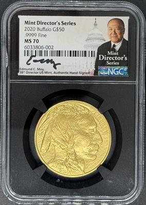 2020 G$50 Buffalo MS70 NGC Moy Signed Black Core