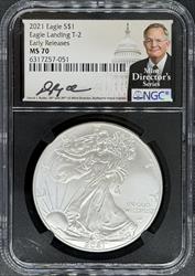 2021 T2 Silver Eagle MS70 NGC Early Release Ryder Signed Black Core