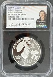 2024-W P$100 Eagle PF70UCAM NGC Right to Assemble Advanced Release