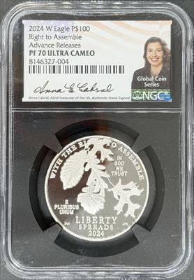 2024-W P$100 Eagle PF70UCAM NGC Right to Assemble Advanced Release