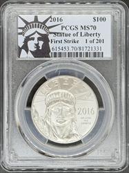 2016 P$100 Statue of Liberty Eagle MS70 PCGS