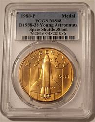 1988 P Young Astronauts Space Shuttle Bronze Medal D1988-3b MS68 PCGS