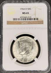 1964-D Kennedy Half Dollar MS65 NGC