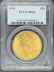 1914 $20 St. Gaudens MS64 PCGS