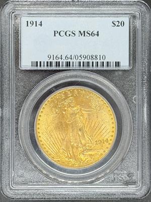 1914 $20 St. Gaudens MS64 PCGS