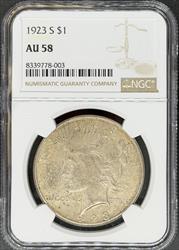 1923-S Peace Dollar AU58 NGC