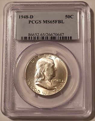 1948 D Franklin Half Dollar MS65 FBL PCGS